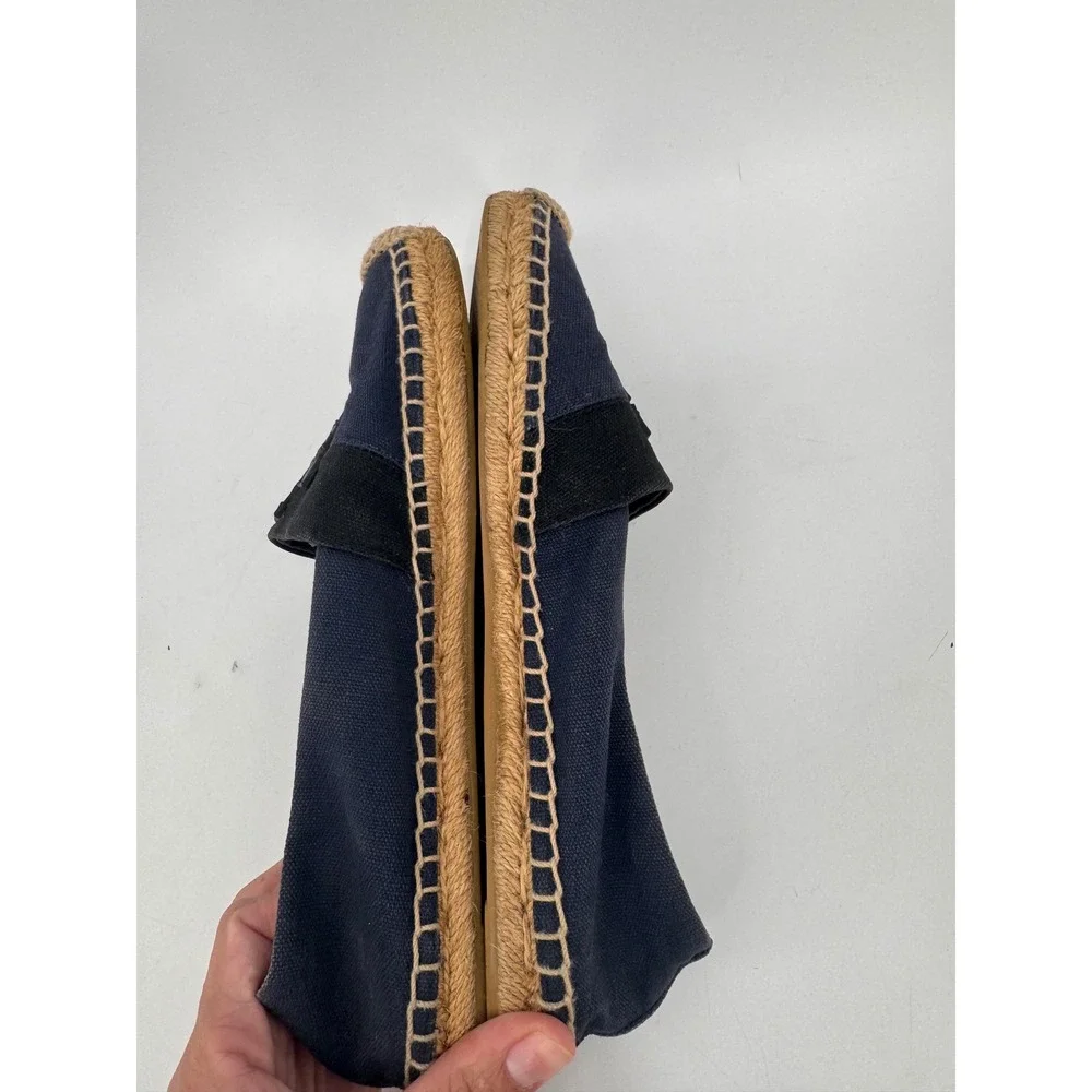 Tory Burch Weston Flat Espadrilles Women 8 Navy Blue Canvas Logo